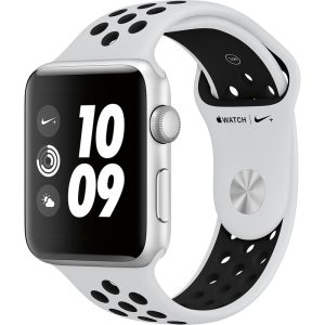 ساعت هوشمند اپل واچ سری 3 مدل42mm Nike Plus Silver Aluminum Case with Pure Platinum/Black Nike Sport Silicon Band