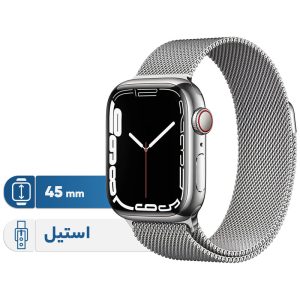 ساعت هوشمند اپل مدل Watch Series 7 45mm stainless steel دارای قابلیت های صفحه نمایش لمسی بند فلز